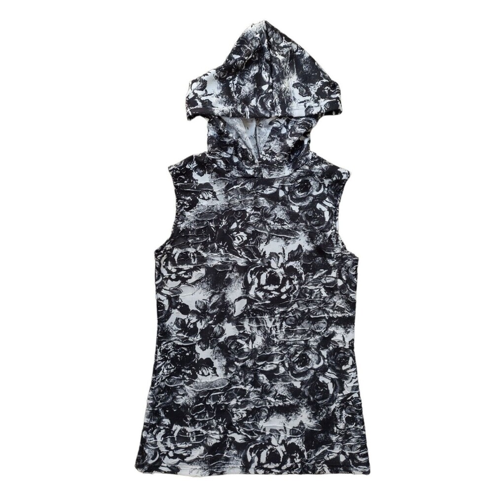 SHRINE Black & White Sleeveless Hoodie Top, Women's Small